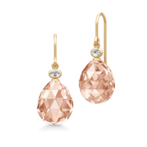 Julie Sandlau Ofelia Peach Morganite ørepynt i forgylt sølv med krystall