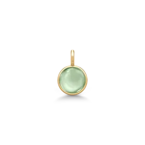 PD374GDGRATCR Little prime pendant grønn amethyst Julie Sandlau Little Prime anheng i forgylt sølv med rund cabochonslipt sten, grønn ametyst farge
