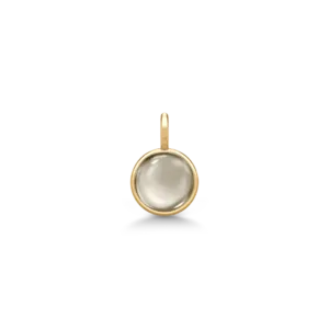 PD374GDSMCR Little prime pendant smokey Julie Sandlau Prime anheng i forgylt sølv med rund cabochonslipt sten, Smokey- røkfarget