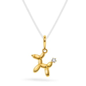 Petite Icons serie i gult gull, her en liten hund med en c.zirkonia i halen.