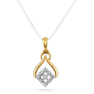 Anheng i gult gull med dråpeformet diamanter. Lite og elegant