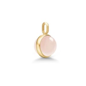 Little Prime anheng i forgylt sølv med rund cabochonslipt sten, milky rose farge