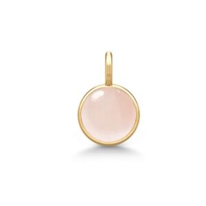 Little Prime anheng i forgylt sølv med rund cabochonslipt sten, milky rose farge