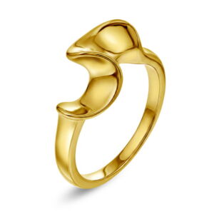 29222 Ring med inspirasjon fra bølger i gullfarget stål fra Frida Leonore
