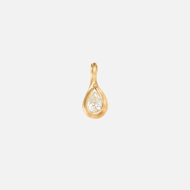 Anheng med pæreslipt diamant i 18 K gult gull-