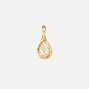 Ocean Drop anheng i gult gull 18 k med satnert overflate, pæreslipt diamant 0,50 ct