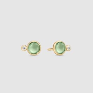 Julie Sandlau Prime earstud Green amethyst ørepynt i forgylt sølv med krystall