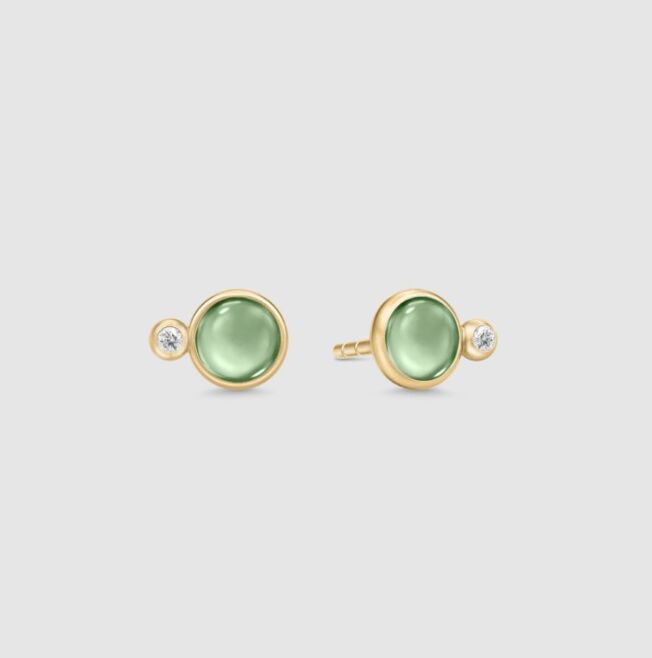 Julie Sandlau Prime earstud Green amethyst ørepynt i forgylt sølv med krystall