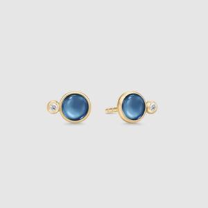 Julie Sandlau Prime earstud Saphire blue ørepynt i forgylt sølv med krystall