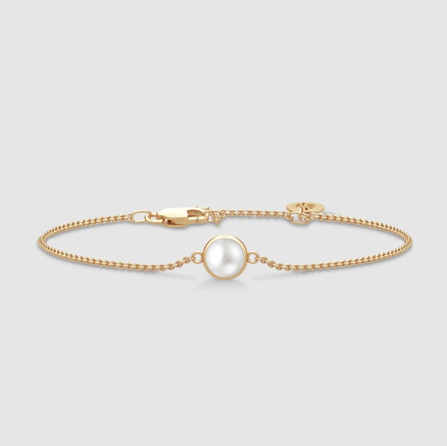 Julie Sandlau Primini bracelet med ferskvannsperle i gult gull